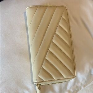 Quince Beige Italian Leather Quilted Continental Wallet